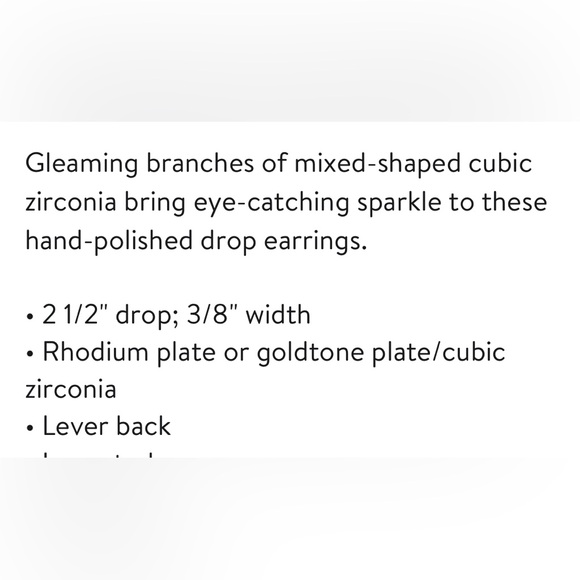 NWOT Nadri Gold Mixed Shape Cubic Zirconia Branches Olivia Drop Earrings - Picture 6 of 7